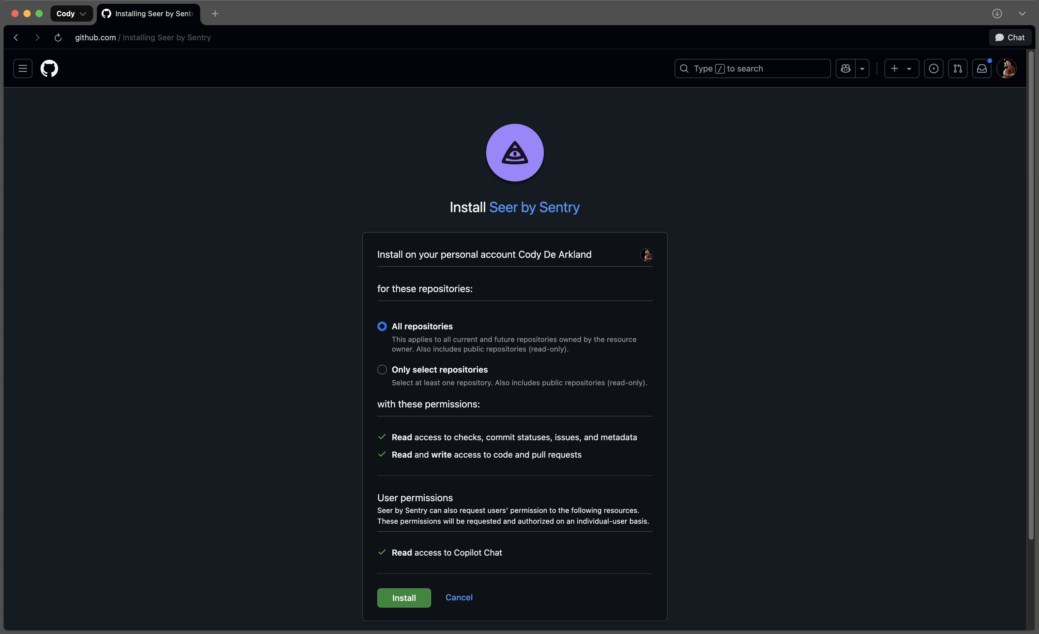 Installing Seer by Sentry App