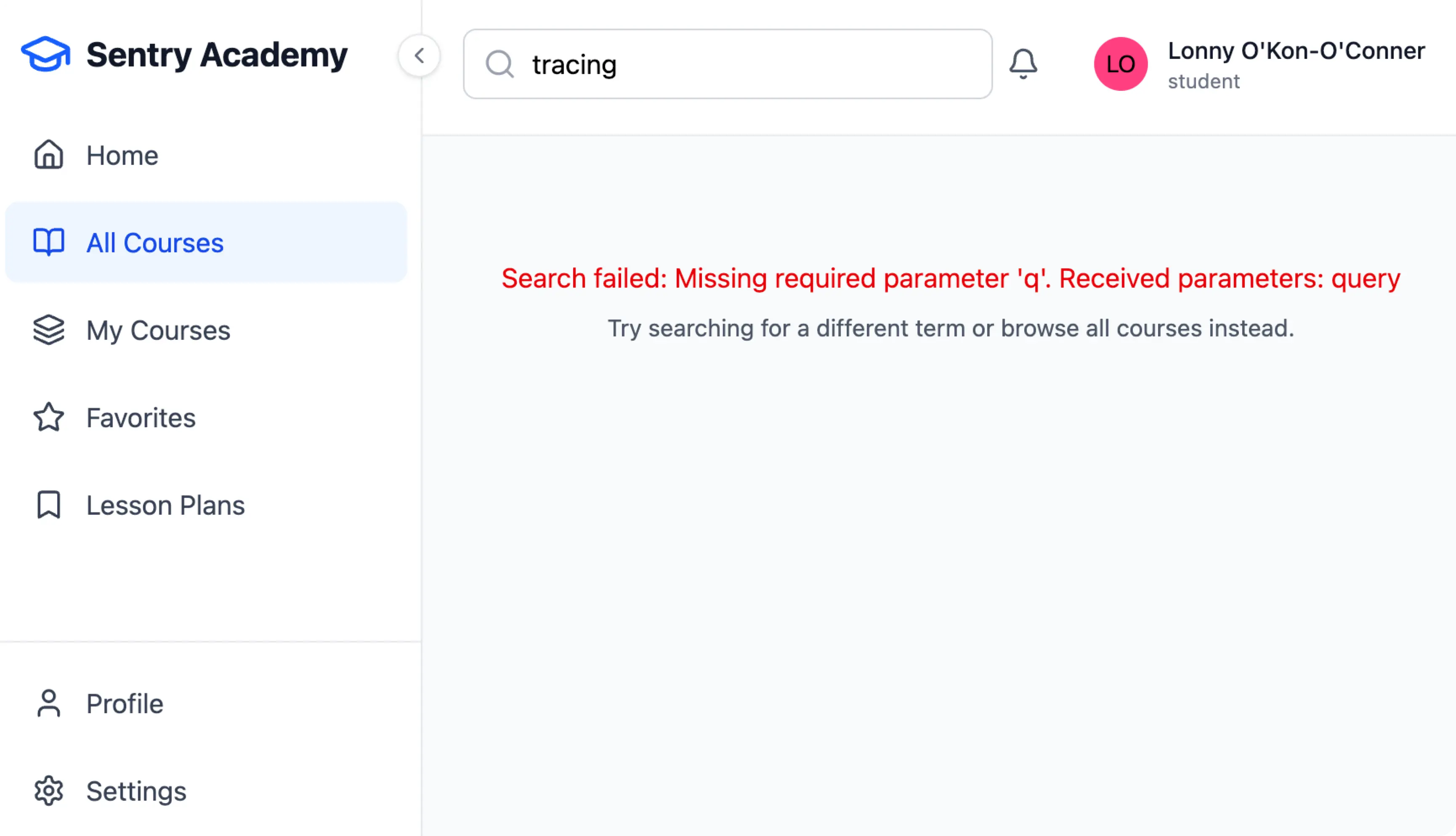 Broken Course Search