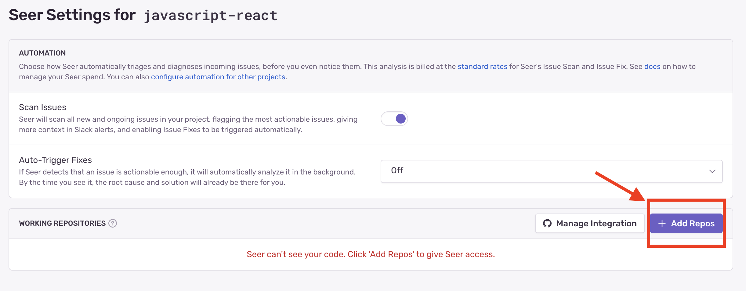 Seer Settings